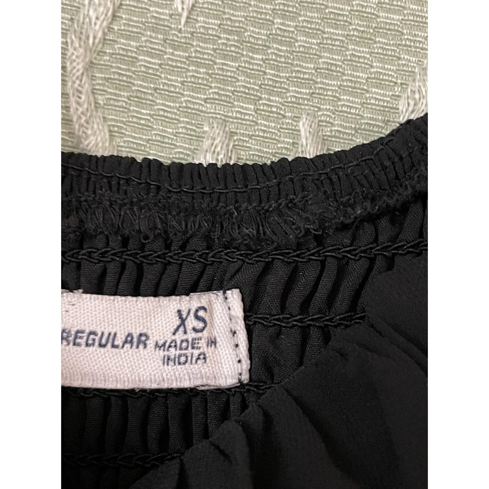 Hollister Dress Womens XS Black Puff Sleeve Smocked Babydoll Mini Ruffle Hem - Picture 5 of 16